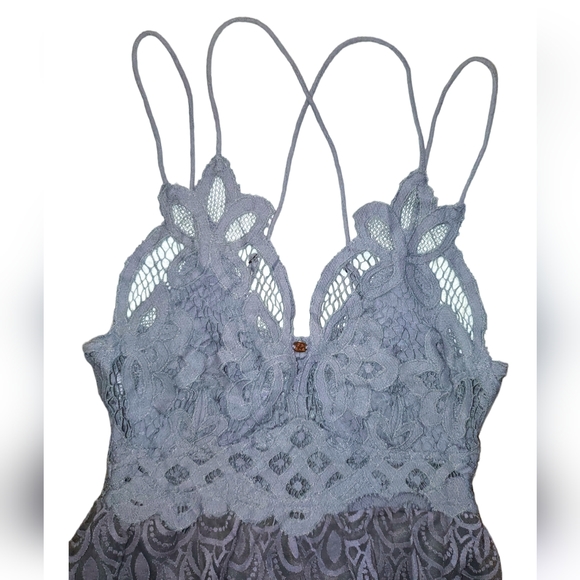 Free People Adella Burnout Dress - Extra Small XS Strappy Grey / Lilac Summer - Picture 5 of 8